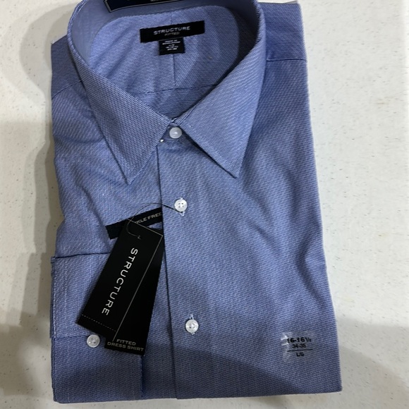 Mens Dress Shirt Fitted Wrinkle Free Cotton Blend - Picture 2 of 5